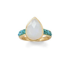 Load image into Gallery viewer, crushed turquoise moonstone ring gemstone 
