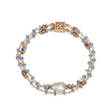 Citrine is november birthstone for strength, healing for body, mind and spirit. Tanzanite december birthstone and 24 year anniversary gem. Wear this stackable two strand bracelet on daily adventures for good vibes all around. 